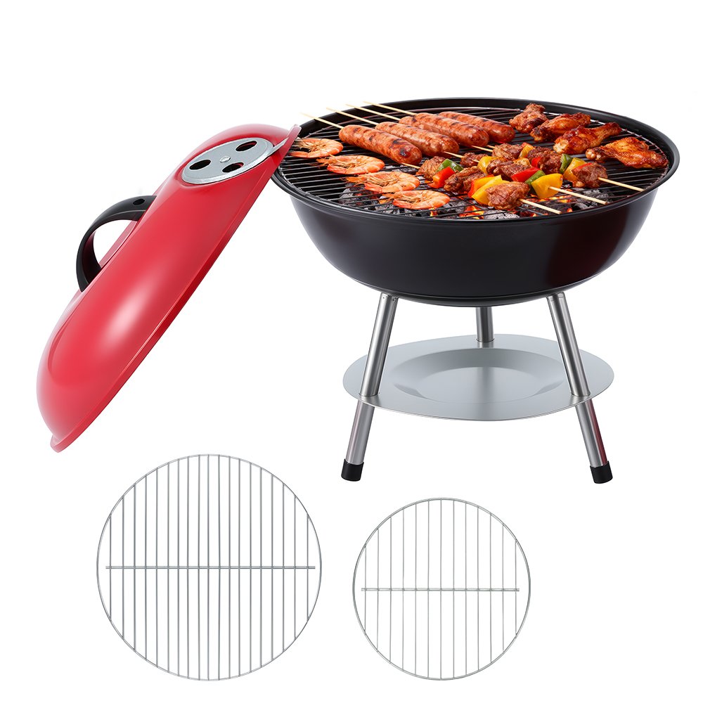 Grillz Charcoal BBQ Grill Portable with Lid for Camping Outdoor - XFEL-BBQ-SMO-RBK Grillz Charcoal BBQ Grill Portable with Lid for Camping Outdoor - Image 2