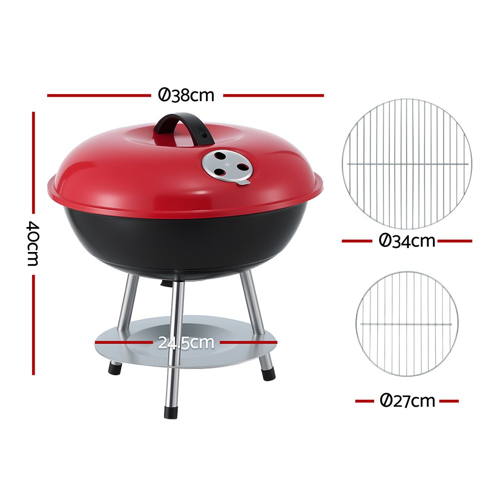 Grillz Charcoal BBQ Grill Portable with Lid for Camping Outdoor - XFEL-BBQ-SMO-RBK Grillz Charcoal BBQ Grill Portable with Lid for Camping Outdoor - Image 3