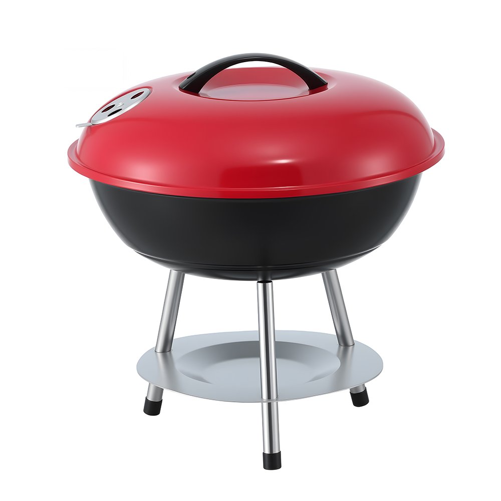 Grillz Charcoal BBQ Grill Portable with Lid for Camping Outdoor - XFEL-BBQ-SMO-RBK Grillz Charcoal BBQ Grill Portable with Lid for Camping Outdoor - Image 4