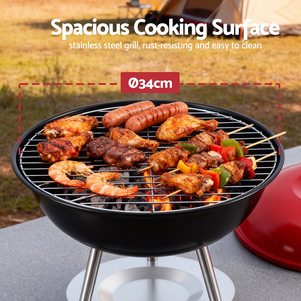 Grillz Charcoal BBQ Grill Portable with Lid for Camping Outdoor - XFEL-BBQ-SMO-RBK Grillz Charcoal BBQ Grill Portable with Lid for Camping Outdoor - Image 5