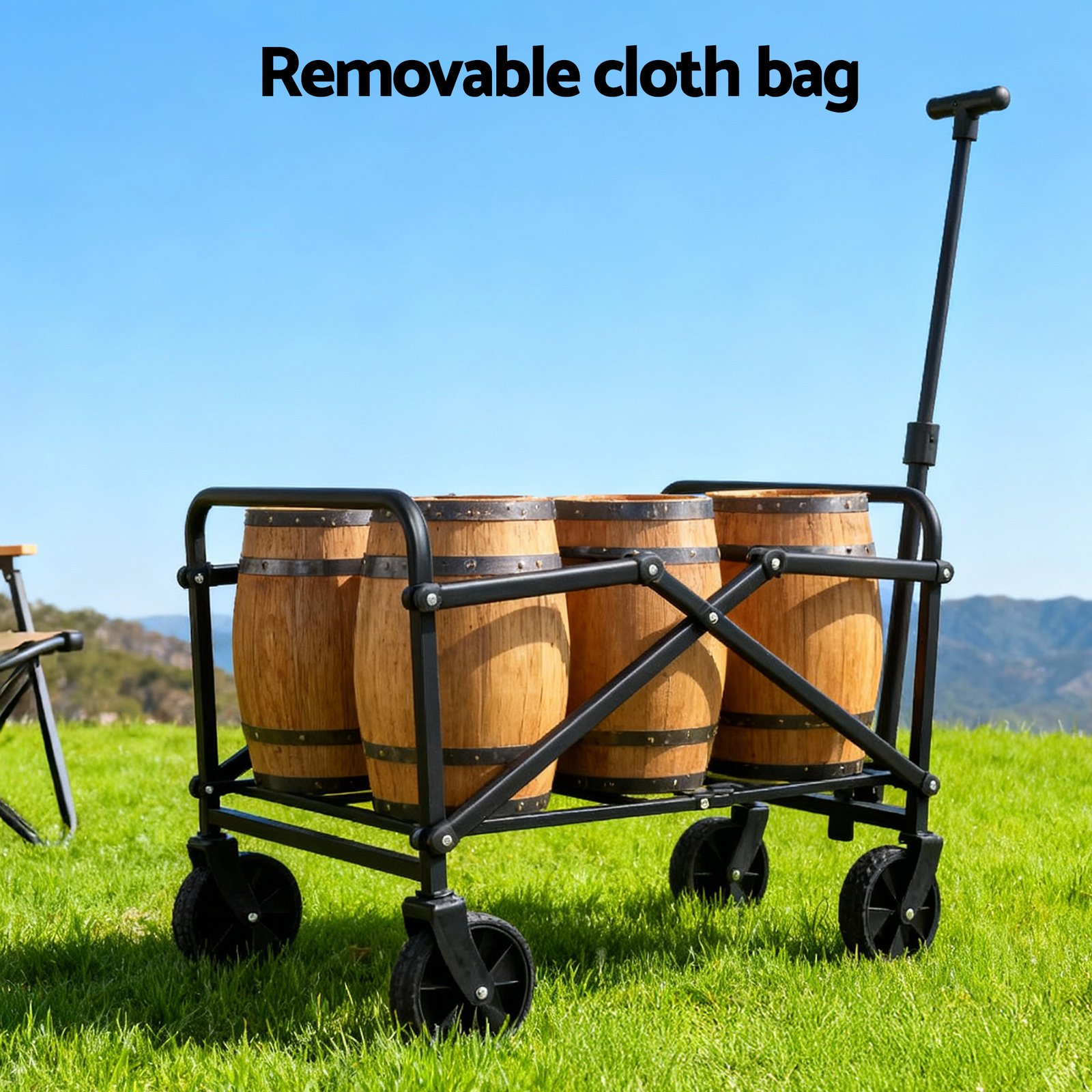 Gardeon Garden Cart Folding Trolley Camping Wagon Barrow Outdoor Beach Beige - XFEL-GCT-OX-BE Gardeon Garden Cart Folding Trolley Camping Wagon Barrow Outdoor Beach Beige - Image 6
