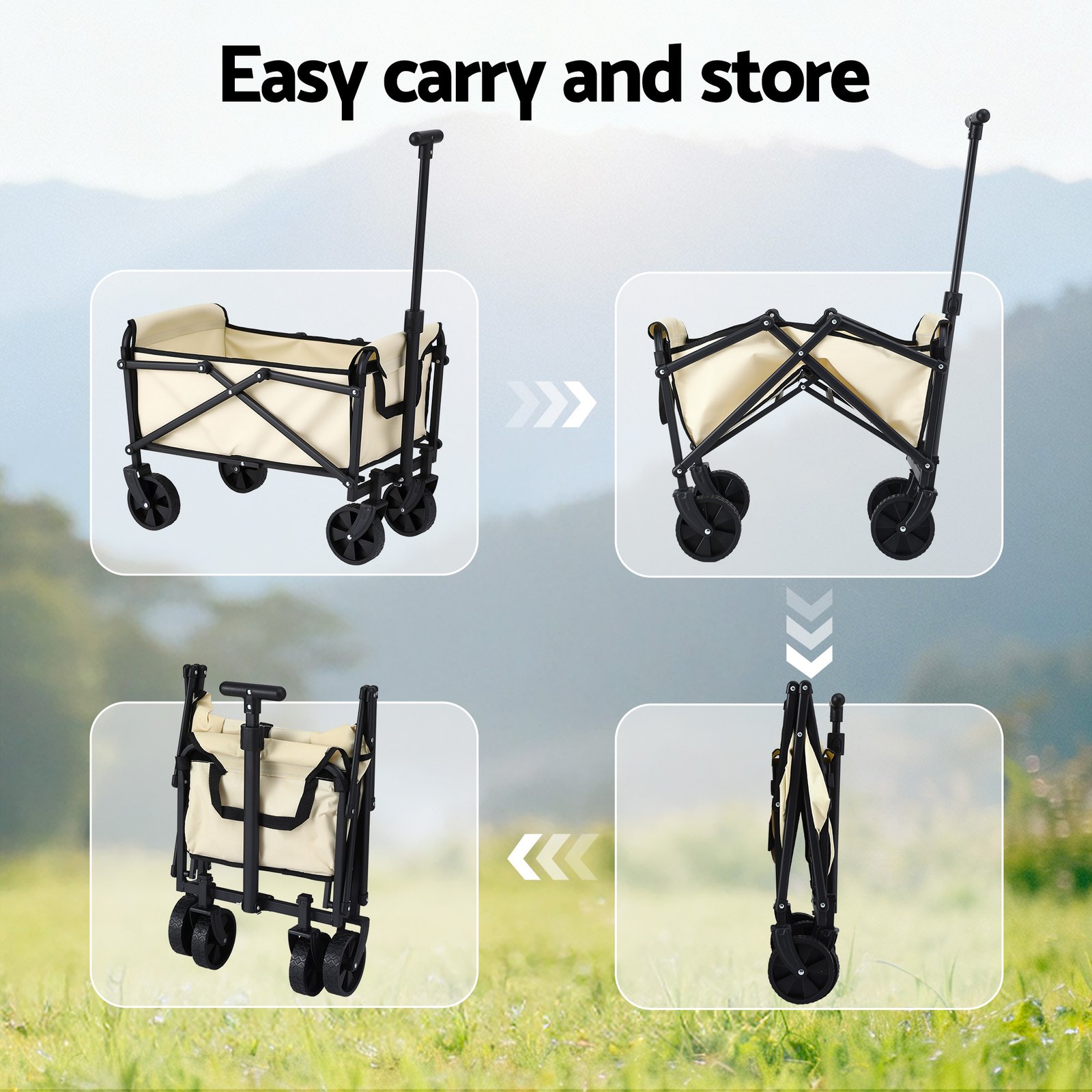 Gardeon Garden Cart Folding Trolley Camping Wagon Barrow Outdoor Beach Beige - XFEL-GCT-OX-BE Gardeon Garden Cart Folding Trolley Camping Wagon Barrow Outdoor Beach Beige - Image 8