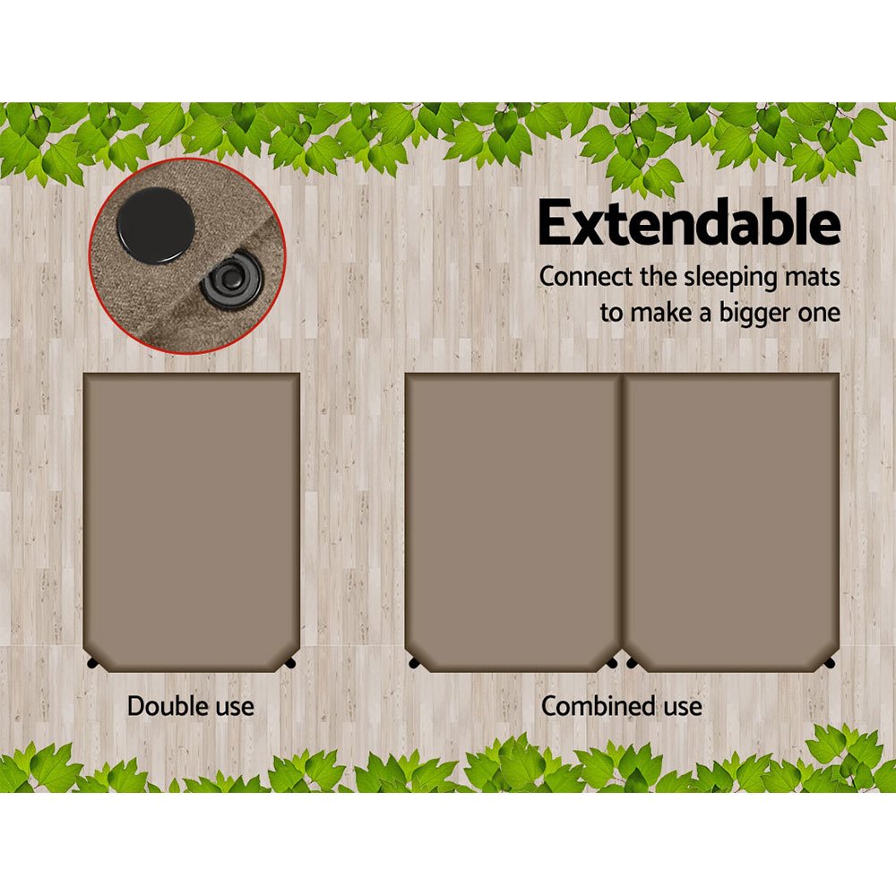 Weisshorn Self Inflating Mattress 10CM Camping Sleeping Mat Air Double Coffee - CAMP-MAT-SUE-DT-CO Weisshorn Self Inflating Mattress 10CM Camping Sleeping Mat Air Double Coffee - Image 4