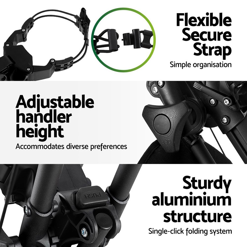 Everfit Golf Buggy Foldable Trolley Golf Cart Wheels Umbrella Bottle Holder - GOLF-A-BUGGY-4-BK Everfit Golf Buggy Foldable Trolley Golf Cart Wheels Umbrella Bottle Holder - Image 6