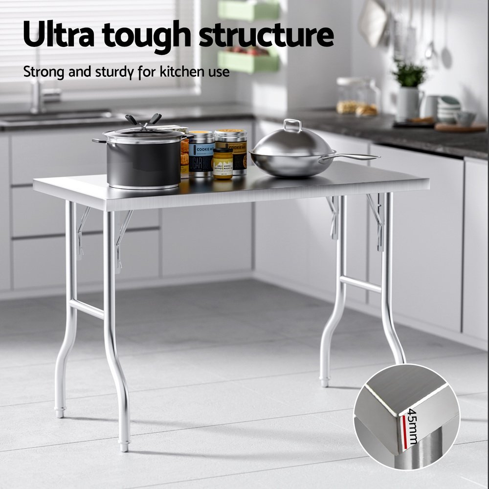 Cefito Stainless Steel Kitchen Benches Work Bench Food Foldable 430 - SSKB-430S-FLD-48 Cefito Stainless Steel Kitchen Benches Work Bench Food Foldable 430 - Image 5