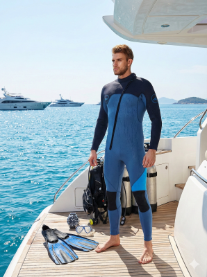 Men's 3mm Full Wetsuit for Surfing Diving & Cold Water Swimming – Front-Zip Neoprene Suit with UV Protection and Flexible Fit(Grey,L) | Other Colors Available in Store - V1107-CS-NSQSFHS-L Men's 3mm Full Wetsuit for Surfing Diving & Cold Water Swimming – Front-Zip Neoprene Suit with UV Protection and Flexible Fit(Grey,L) | Other Colors Available in Store - Image 3