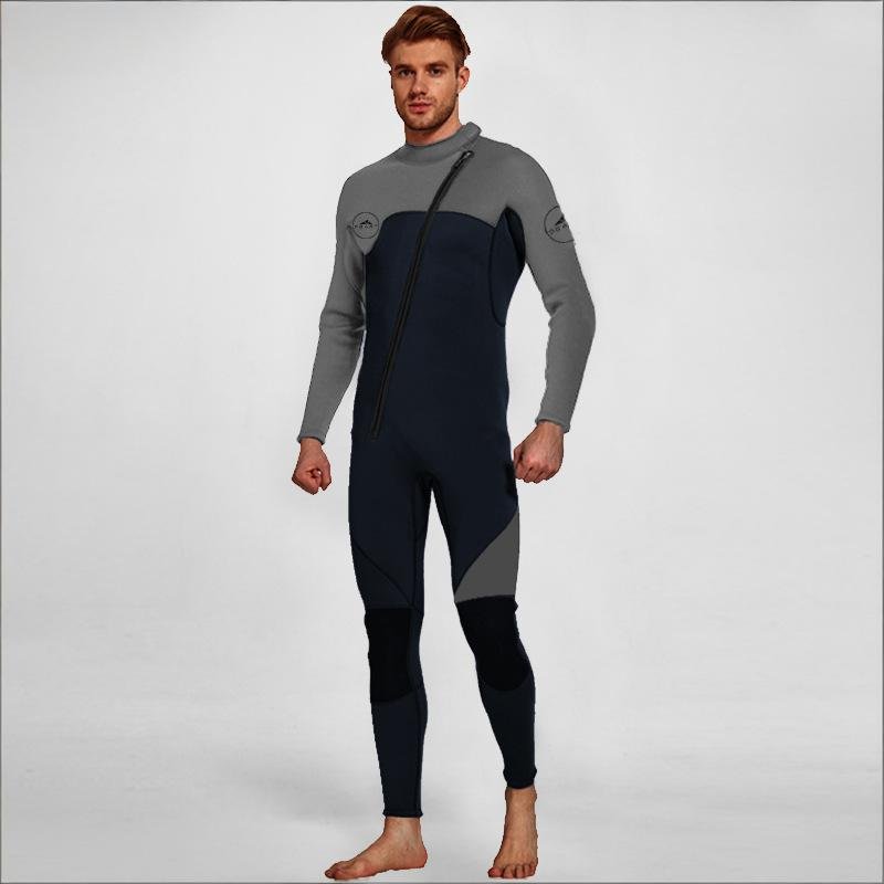 Men's 3mm Full Wetsuit for Surfing Diving & Cold Water Swimming – Front-Zip Neoprene Suit with UV Protection and Flexible Fit(Grey,M) | Other Colors Available in Store