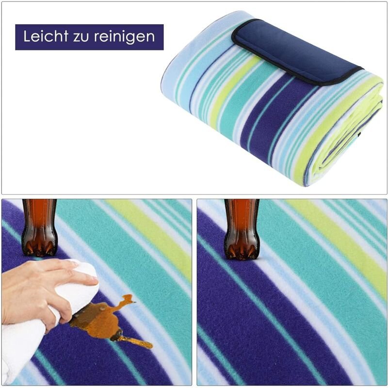 200 X 200 Cm Large Waterproof Sandproof Picnic Blanket, 3 Layer Beach Blanket With Carry Handle, Outdoor Picnic Mat - V1188-MS-227-1229 200 X 200 Cm Large Waterproof Sandproof Picnic Blanket, 3 Layer Beach Blanket With Carry Handle, Outdoor Picnic Mat - Image 2