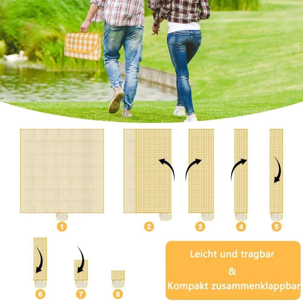 2-Pack Waterproof Picnic Mat Foldable with Carrying Handle for Camping Beach Park Outdoor Activities, 150x200cm, Yellow - V1188-MS-325-1629 2-Pack Waterproof Picnic Mat Foldable with Carrying Handle for Camping Beach Park Outdoor Activities, 150x200cm, Yellow - Image 4