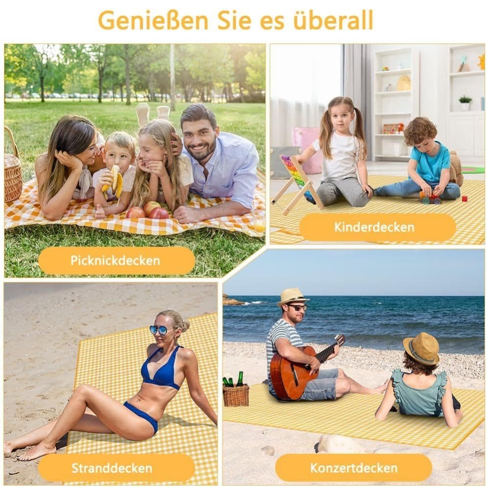 2-Pack Waterproof Picnic Mat Foldable with Carrying Handle for Camping Beach Park Outdoor Activities, 150x200cm, Yellow - V1188-MS-325-1629 2-Pack Waterproof Picnic Mat Foldable with Carrying Handle for Camping Beach Park Outdoor Activities, 150x200cm, Yellow - Image 6