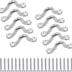 10Pcs M8 316 Stainless Steel Bimini Boat Top PAD Eye, Eye Straps, Tie Down, Kayak Deck Loops, Tie Down Anchor Point, Footman's Loop for Kayak Canoe Rigging