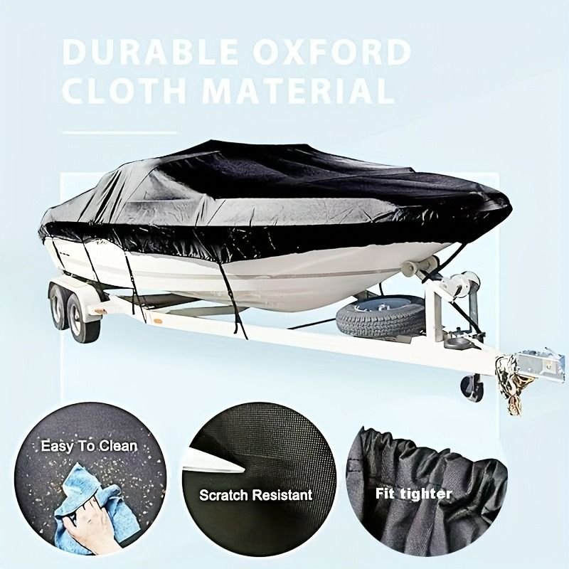 Trailerable Boat Cover – 600DHeavy Duty Waterproof Tarp with Storage Bag, Designed for V-Hull, Fish & Ski, Runabout, Bass & Fishing Boats,21-24FTBlack - V1197-21-24FTBLACK Trailerable Boat Cover – 600DHeavy Duty Waterproof Tarp with Storage Bag, Designed for V-Hull, Fish & Ski, Runabout, Bass & Fishing Boats,21-24FTBlack - Image 5
