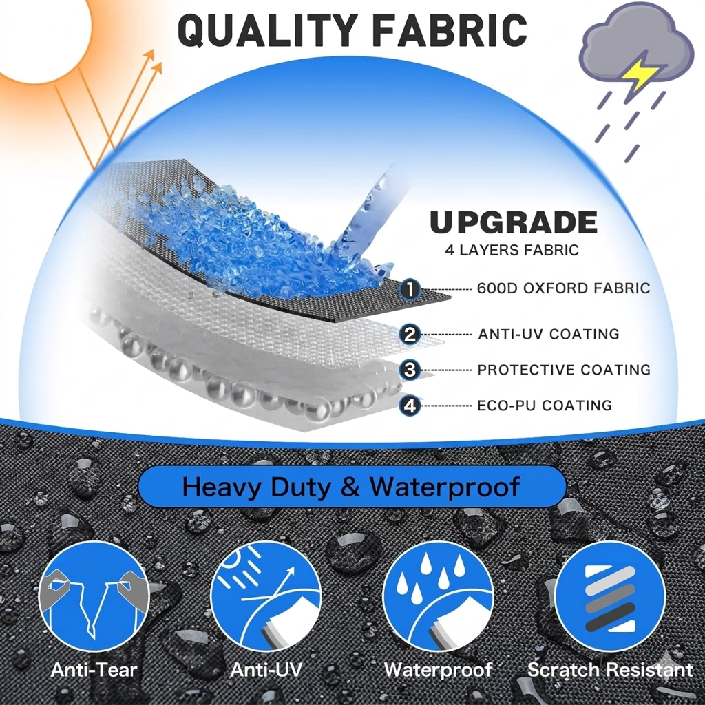 Trailerable Boat Cover – 600DHeavy Duty Waterproof Tarp with Storage Bag, Designed for V-Hull, Fish & Ski, Runabout, Bass & Fishing Boats,20-22FTBlack - V1197-23-25FTRED Trailerable Boat Cover – 600DHeavy Duty Waterproof Tarp with Storage Bag, Designed for V-Hull, Fish & Ski, Runabout, Bass & Fishing Boats,20-22FTBlack - Image 2