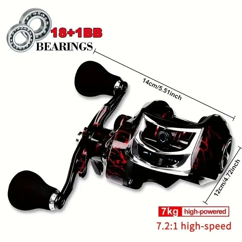 High Speed 18+1BB Baitcasting Reel, Dual Brake System, Max Drag 20lb - Ergonomic Handle, Stainless Steel Durable Spool - Ideal for Carp and Bass Fishing, Suitable for Saltwater and Freshwater, Angler's Choice | Smooth Black Finish(DW121R right hand) - V1232-YDJSL-1-001 High Speed 18+1BB Baitcasting Reel, Dual Brake System, Max Drag 20lb - Ergonomic Handle, Stainless Steel Durable Spool - Ideal for Carp and Bass Fishing, Suitable for Saltwater and Freshwater, Angler's Choice | Smooth Black Finish(DW121R right hand) - Image 4