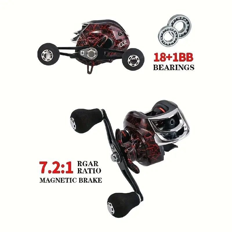 High Speed 18+1BB Baitcasting Reel, Dual Brake System, Max Drag 20lb - Ergonomic Handle, Stainless Steel Durable Spool - Ideal for Carp and Bass Fishing, Suitable for Saltwater and Freshwater, Angler's Choice | Smooth Black Finish(DW121R right hand) - V1232-YDJSL-1-001 High Speed 18+1BB Baitcasting Reel, Dual Brake System, Max Drag 20lb - Ergonomic Handle, Stainless Steel Durable Spool - Ideal for Carp and Bass Fishing, Suitable for Saltwater and Freshwater, Angler's Choice | Smooth Black Finish(DW121R right hand) - Image 5
