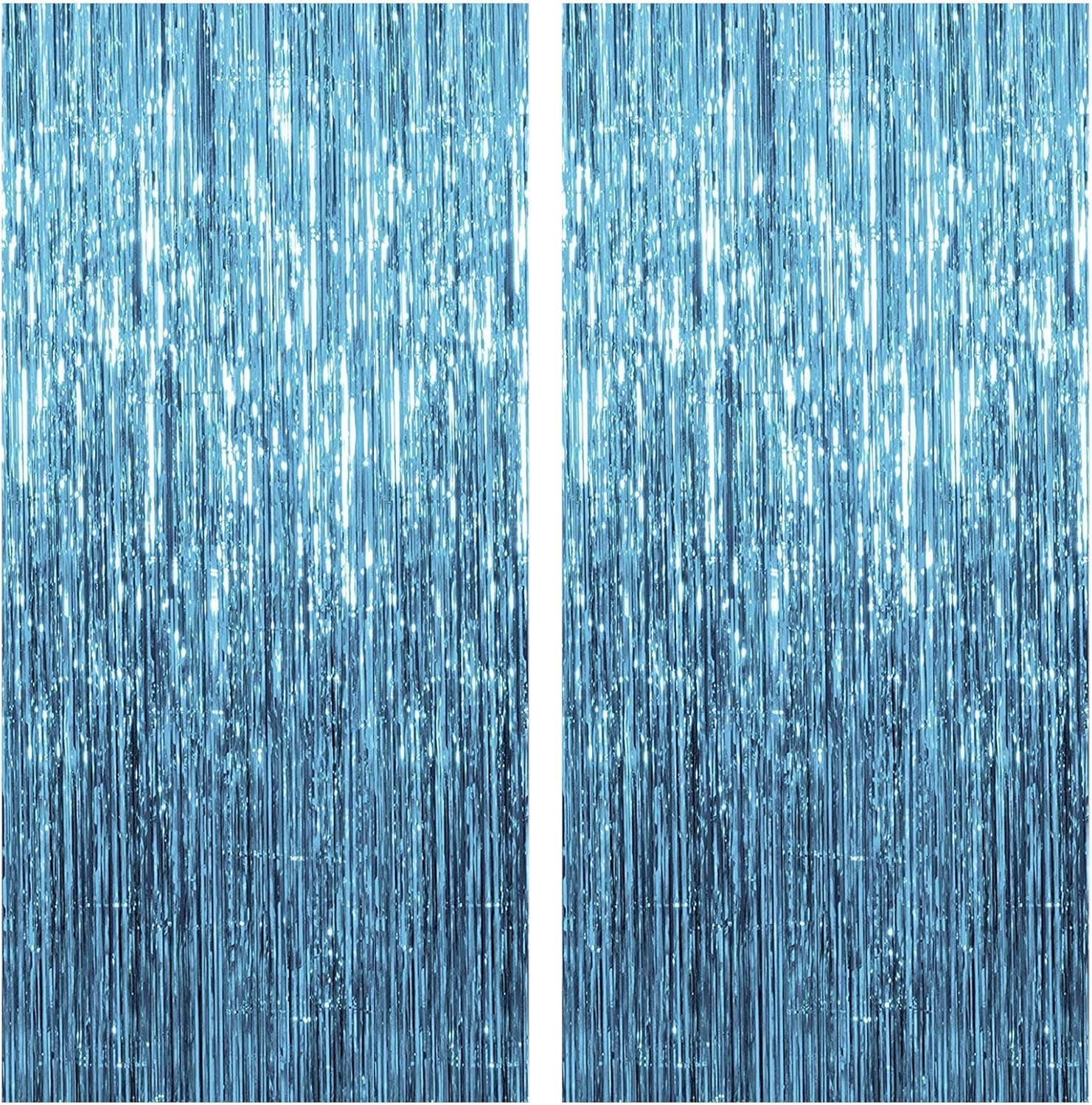 2 Pack Blue Backdrop Streamers Party Decorations Tinsel Fringe Backdrop Ocean Themed Decorations Foil Curtain Blue Birthday Ocean Party Decor Supplies - V1258-DP02-A-71 2 Pack Blue Backdrop Streamers Party Decorations Tinsel Fringe Backdrop Ocean Themed Decorations Foil Curtain Blue Birthday Ocean Party Decor Supplies