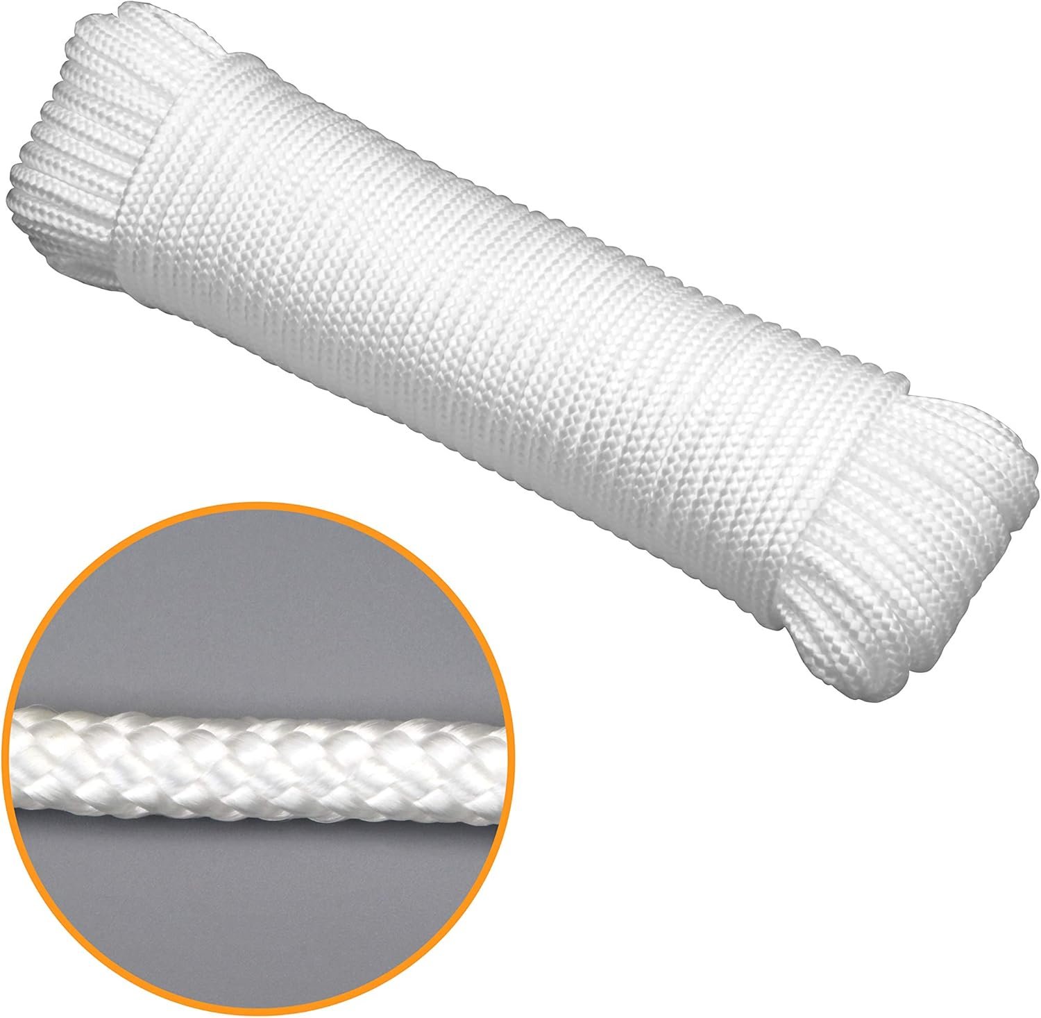 2-Pack 100' x φ1/4" White Rope, UV Resistant Rope for Flag Pole, Clothes line, Camping Tent, Canoes, Tree Work - V1258-DP02-C-242 2-Pack 100' x φ1/4" White Rope, UV Resistant Rope for Flag Pole, Clothes line, Camping Tent, Canoes, Tree Work - Image 2