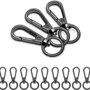 1/2 Inch Lobster Claw Clasp Swivel Snap Hook for Purse, 12 Pack Metal Swivel Lobster Clasps Purse Bag Strap Hardware Making Lanyard Hooks Keychain Clip, GunBlack