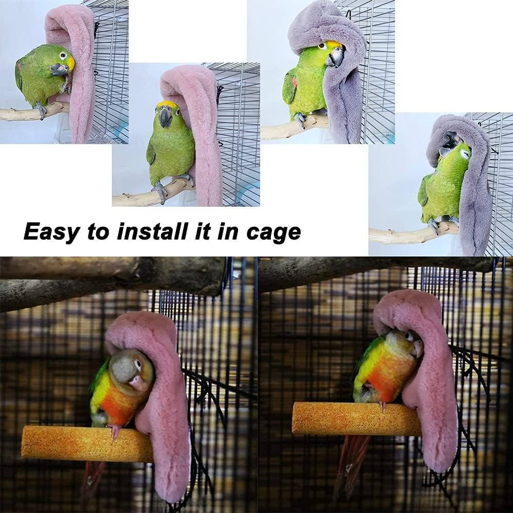 2 Pieces Bird Cozy Corner Fleece Bird Blanket Parrot Warm Nest House Bed Hanging Hammock Toy Plush Snuggle Hut Cage Bedding for Parakeets Conures Cockatiels Lovebirds (Pink + Grey) - V1259-DP01-A-4123 2 Pieces Bird Cozy Corner Fleece Bird Blanket Parrot Warm Nest House Bed Hanging Hammock Toy Plush Snuggle Hut Cage Bedding for Parakeets Conures Cockatiels Lovebirds (Pink + Grey) - Image 7