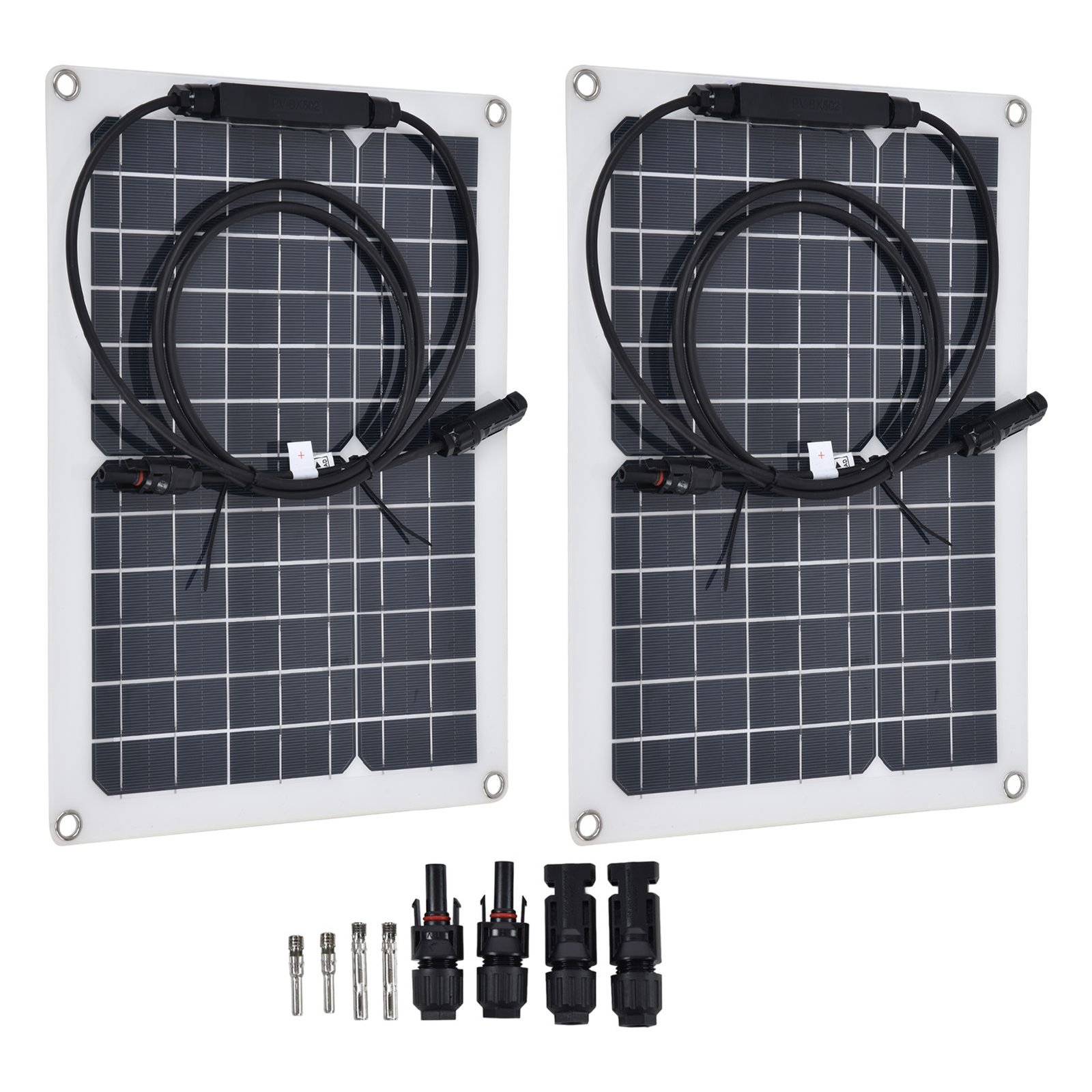 2 Pcs Solar Panels Kit 15W Portable Monocrystalline Solar Panel Charger for Outdoor Boat Caravan RV Charging