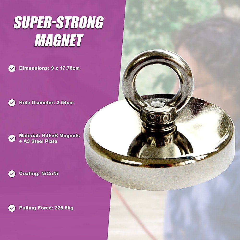 Round Neodymium Fishing Magnet with Countersunk Hole and Eyebolt, 500 LBS pull - V63-821733 Round Neodymium Fishing Magnet with Countersunk Hole and Eyebolt, 500 LBS pull - Image 10