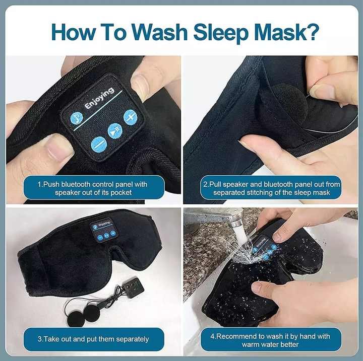 Grey Bluetooth 5.0 Wireless Sleep Eye Mask - Soft Plush Eye Cover with Built-in Speakers (13 x 16.5 x 6 cm) - V888-ELOSUNG16300 Grey Bluetooth 5.0 Wireless Sleep Eye Mask - Soft Plush Eye Cover with Built-in Speakers (13 x 16.5 x 6 cm) - Image 2