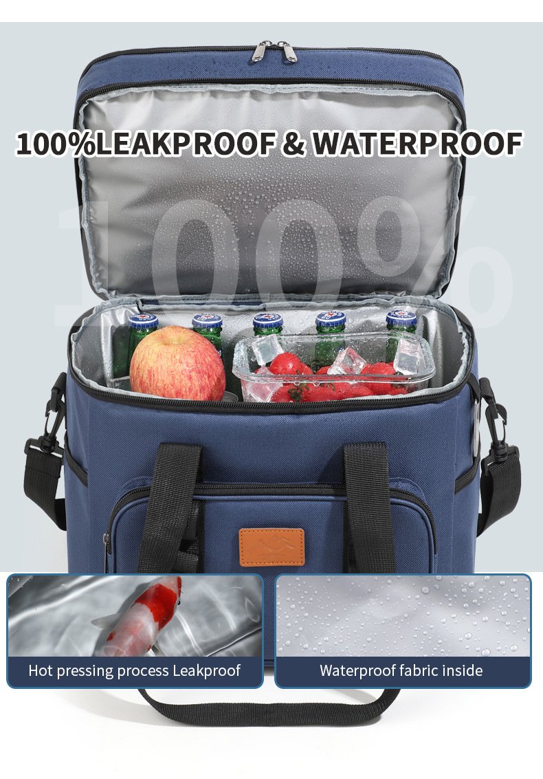 Navy Blue 23L Extra Large Insulated Cooler Bag with Double Layers - Perfect for Camping, Picnics, and Outdoor Adventures - V888-ELOSUNG21915 Navy Blue 23L Extra Large Insulated Cooler Bag with Double Layers - Perfect for Camping, Picnics, and Outdoor Adventures - Image 5