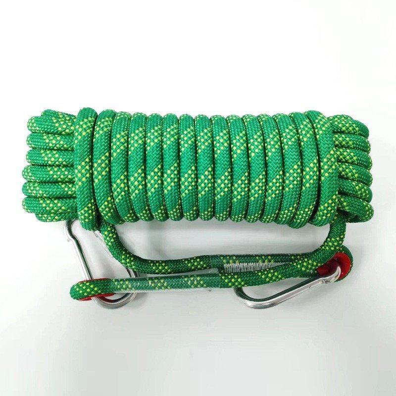 Green Polyester (for home use) Without Wire Core Heavy Duty Adjustable Clothesline Set (2 Pack) - 10m Steel Wire Core Nylon Rope with Hooks for Outdoor & Camping