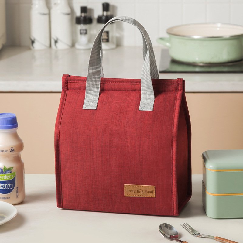 2-Piece Wine red Vertical Lunch Tote Set – Compact Insulated Meal Bag with Large Capacity and Durable Handle for Daily Use