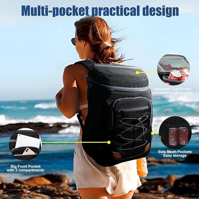 Dark Grey 5.55 Gallons Large Insulated Picnic Backpack with Multi Pockets & Leak-Proof Interior - Multifunctional Waterproof Thermal Lunch Bag for Camping, Hiking & Outdoor Travel - V888-ELOSUNG49297 Dark Grey 5.55 Gallons Large Insulated Picnic Backpack with Multi Pockets & Leak-Proof Interior - Multifunctional Waterproof Thermal Lunch Bag for Camping, Hiking & Outdoor Travel - Image 4