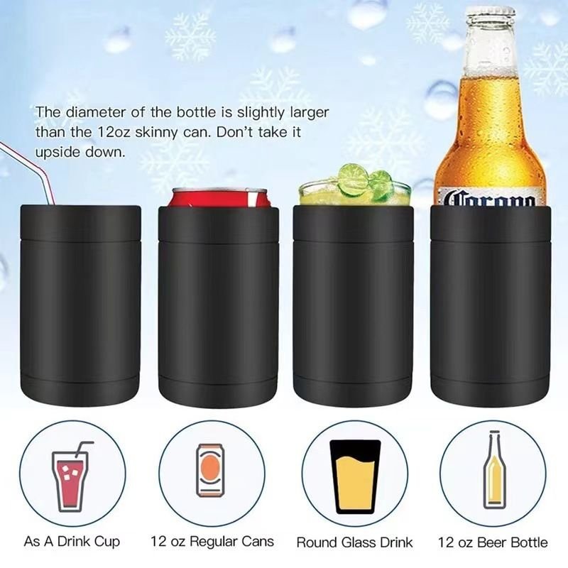 3-in-1 Beer Bottle Insulated Tumbler and Can Cooler with Bottle Opener – Double Wall Stainless Steel Soda Can Insulator & Holder for Car Outdoor Beverage Storage, 12oz Silver - V888-ELOSUNG52013 3-in-1 Beer Bottle Insulated Tumbler and Can Cooler with Bottle Opener – Double Wall Stainless Steel Soda Can Insulator & Holder for Car Outdoor Beverage Storage, 12oz Silver - Image 4