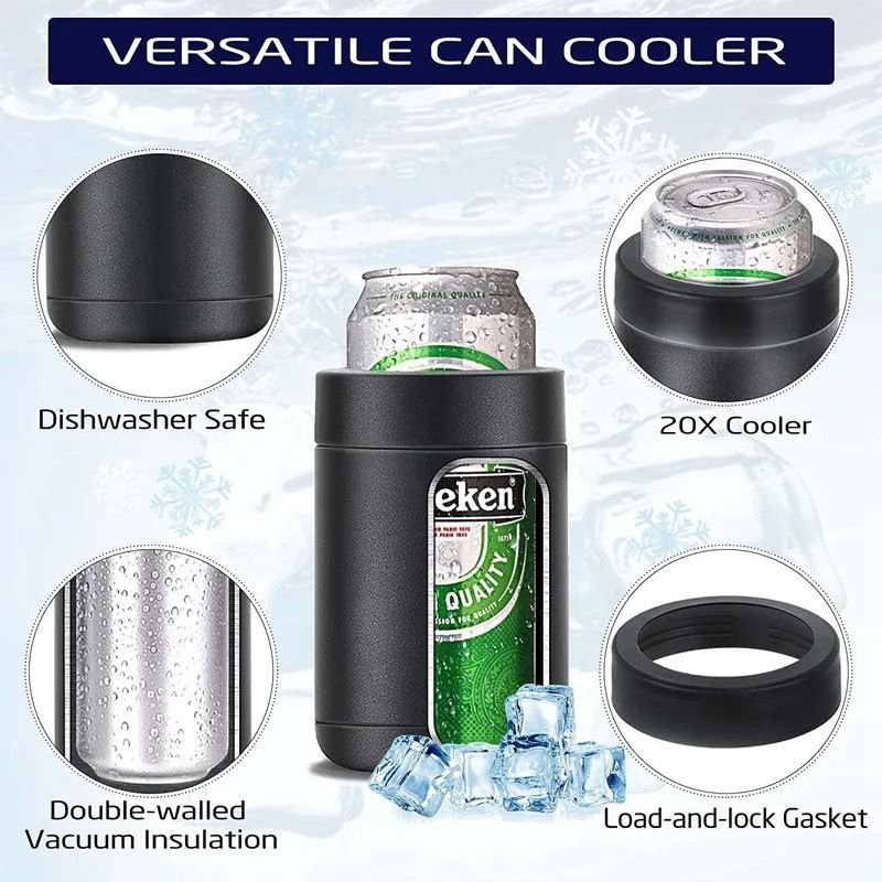 3-in-1 Beer Bottle Insulated Tumbler and Can Cooler with Bottle Opener – Double Wall Stainless Steel Soda Can Insulator & Holder for Car Outdoor Beverage Storage, 12oz White - V888-ELOSUNG52014 3-in-1 Beer Bottle Insulated Tumbler and Can Cooler with Bottle Opener – Double Wall Stainless Steel Soda Can Insulator & Holder for Car Outdoor Beverage Storage, 12oz White - Image 2