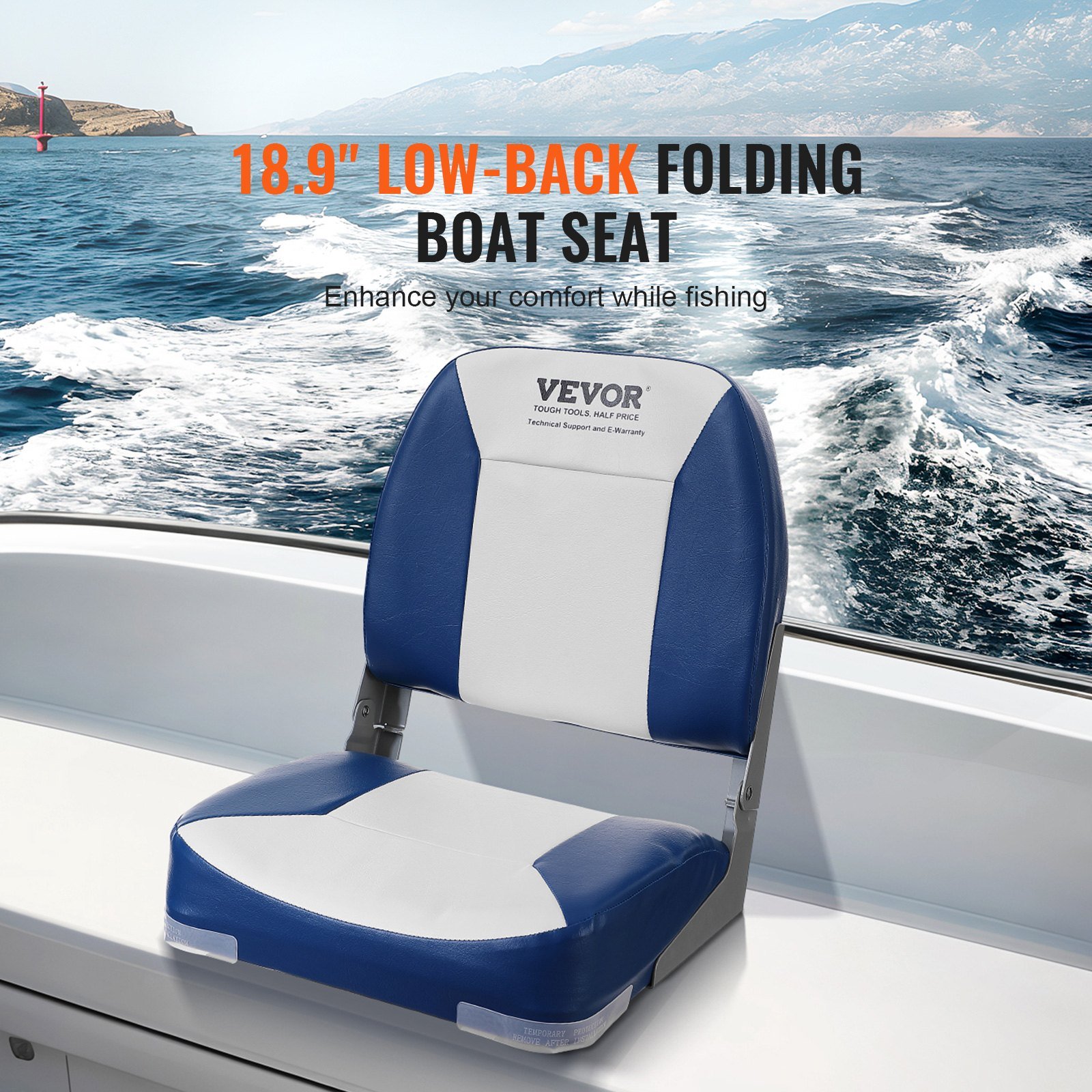 Boat Seat Low Back Fold-Down Fishing Boat Chair with Sponge Padding 2 Pack - V952-ZHSKU00000000000057 Boat Seat Low Back Fold-Down Fishing Boat Chair with Sponge Padding 2 Pack - Image 2