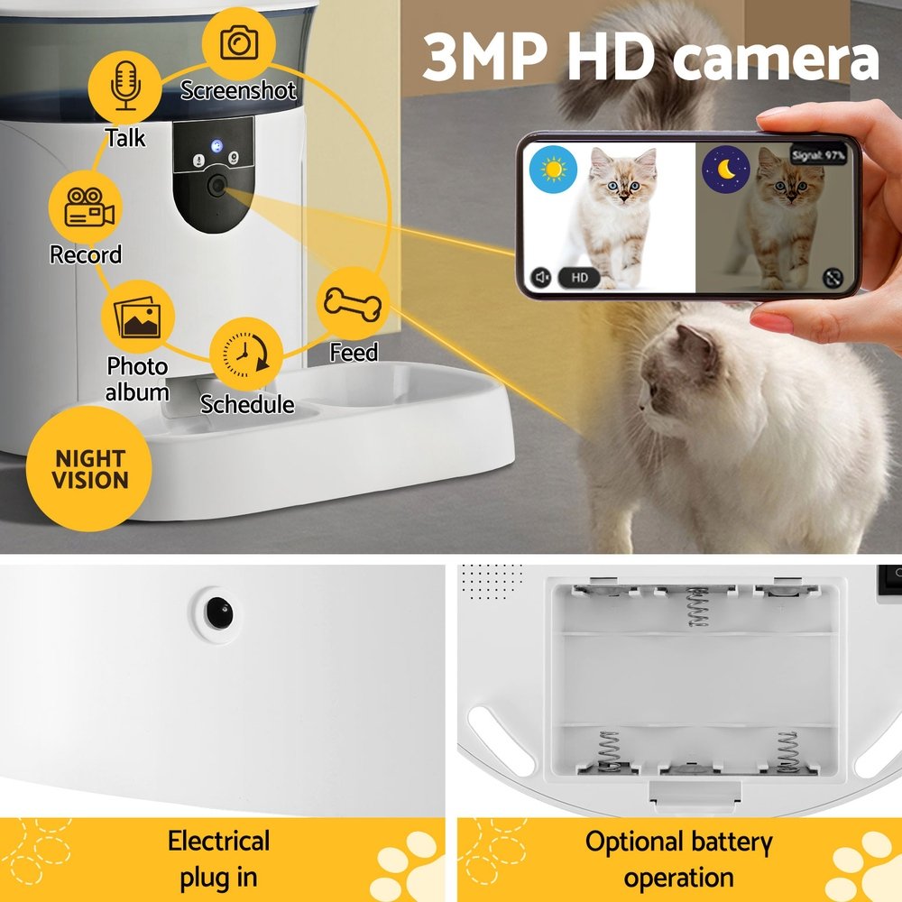 i.Pet Automatic Pet Feeder Dog Cat Camera Wifi Smart Food Dispenser Timer 7L APP - PET-FEEDER-7L-VIDEO-WH i.Pet Automatic Pet Feeder Dog Cat Camera Wifi Smart Food Dispenser Timer 7L APP - Image 6