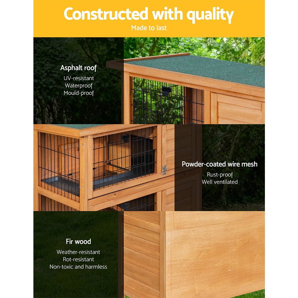 i.Pet Rabbit Hutch Chicken Coop 91.5cm x 46cm x 116.5cm Chicken Coop Large House Cage Run Wooden Outdoor - PET-GT-RHT1240-3L i.Pet Rabbit Hutch Chicken Coop 91.5cm x 46cm x 116.5cm Chicken Coop Large House Cage Run Wooden Outdoor - Image 4