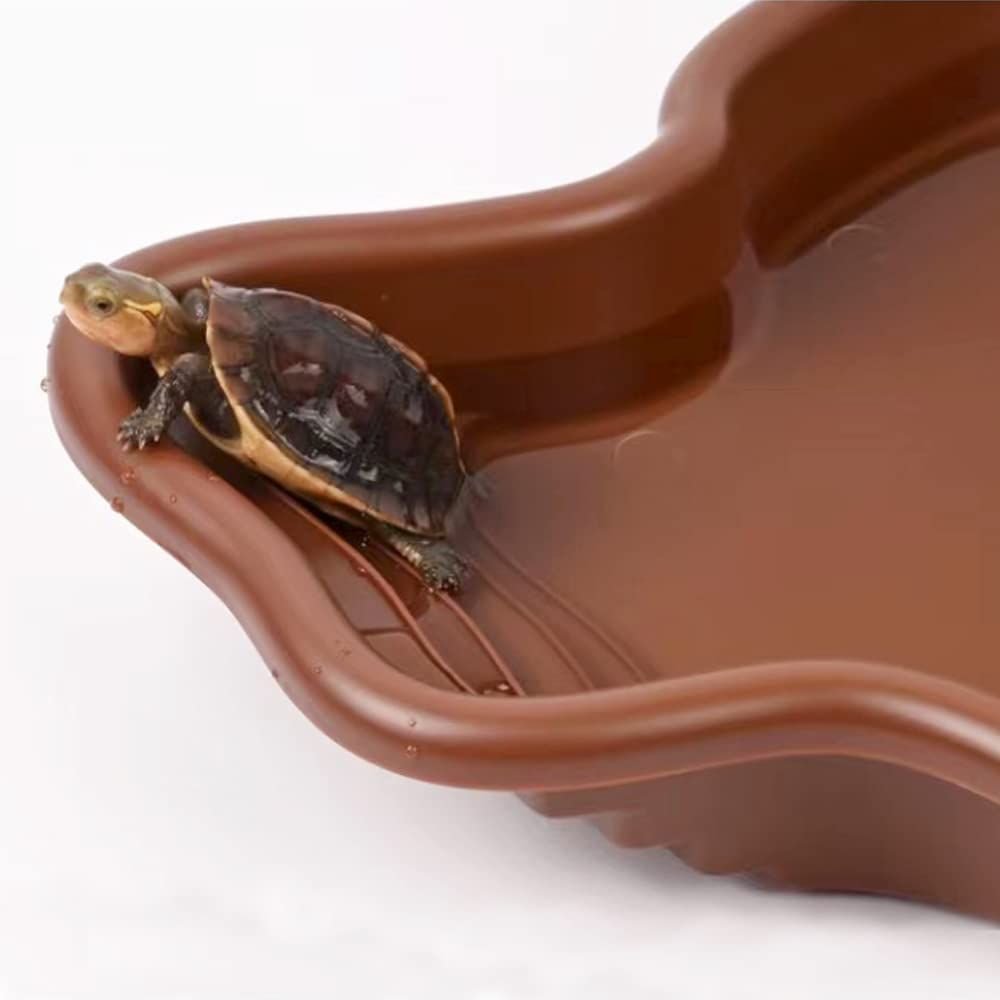 Extra Large Reptile Bathing Pool Reptile Feeding Dish Water Bowl with Ramp Aquarium Ornament for Gecko, Snake, Turtle, Bearded Dragon, Lizard Bath (Brown) - V1192-AZ-W-2657 Extra Large Reptile Bathing Pool Reptile Feeding Dish Water Bowl with Ramp Aquarium Ornament for Gecko, Snake, Turtle, Bearded Dragon, Lizard Bath (Brown) - Image 5