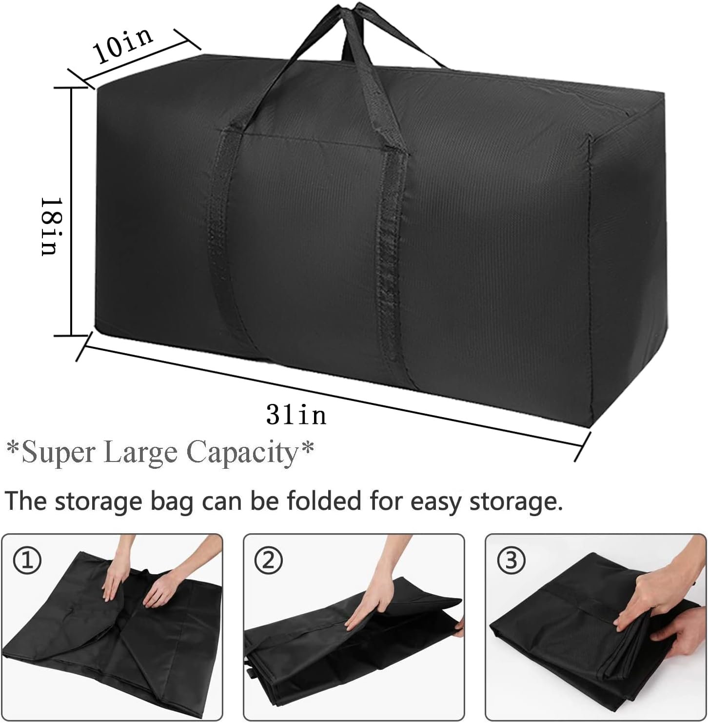 Extra Large Moving Bags with Strg Zippers & Carrying Handles, Storage Bags Storage Totes for Clothes, Moving Supplies, Space Saving Oversized Storage Bag Organizer for Moving, Traveling (2 Pack) - V1258-DP02-B-1357 Extra Large Moving Bags with Strg Zippers & Carrying Handles, Storage Bags Storage Totes for Clothes, Moving Supplies, Space Saving Oversized Storage Bag Organizer for Moving, Traveling (2 Pack) - Image 2
