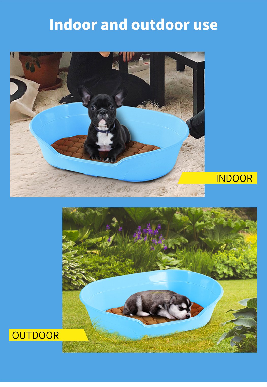 YES4PETS Pet Bed Small Plastic Dog Bedding Sleeping Resting Washable Basket Blue - V278-BP218-DOGBED-S-BLUE YES4PETS Pet Bed Small Plastic Dog Bedding Sleeping Resting Washable Basket Blue - Image 2