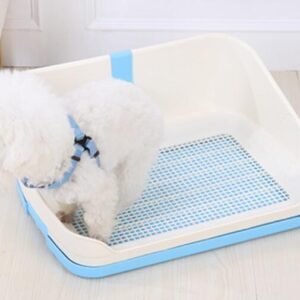 YES4PETS Medium Portable Dog Rabbit Potty Training Tray Pet Puppy Toilet Trays Loo Pad Mat With Wall Blue