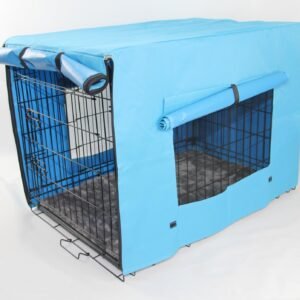 YES4PETS 24' Portable Foldable Dog Cat Rabbit Collapsible Crate Pet Cage with Blue Cover Mat