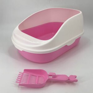 YES4PETS Large Deep Cat Toilet Litter Box Tray High Wall with Scoop Pink