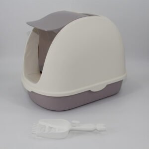 YES4PETS Portable Hooded Cat Toilet Litter Box Tray House with Handle and Scoop White