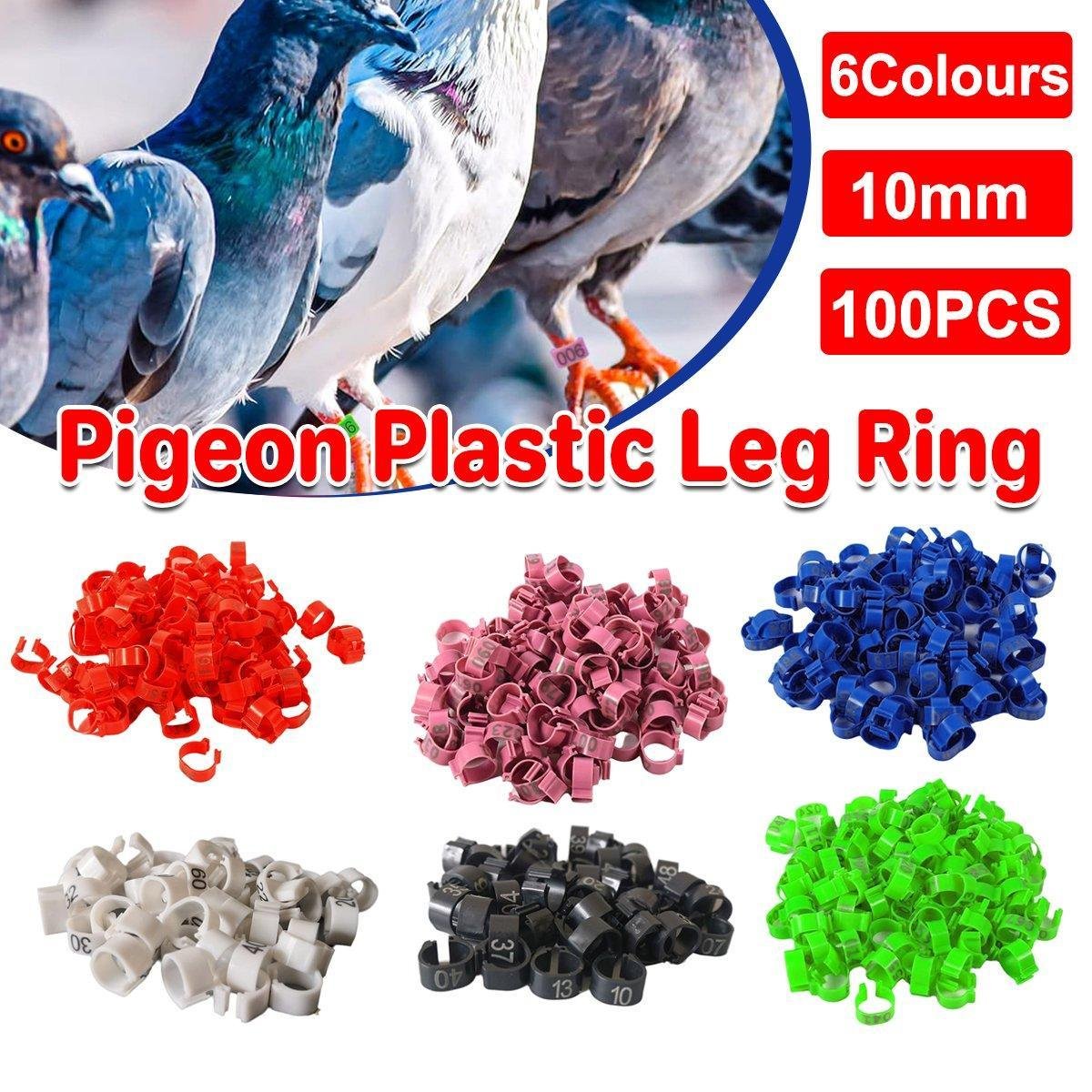 100X 001-100 Digital Numbered Bird Leg Band Rings Clip For Pigeon Parrot Poultry - Red