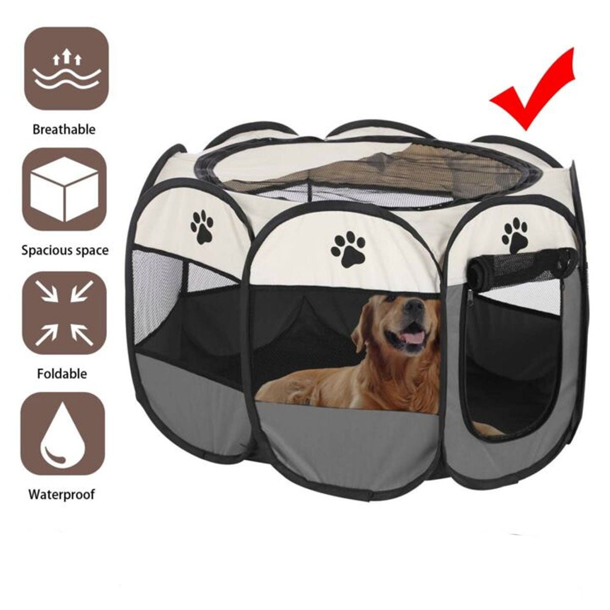 8 Panel Pet Dog Cat Crate Play Pen Bags Kennel Portable Tent Playpen Puppy Cage Extra Large Grey - V610-SOFPLAYPEN-XL-GREY 8 Panel Pet Dog Cat Crate Play Pen Bags Kennel Portable Tent Playpen Puppy Cage Extra Large Grey - Image 9