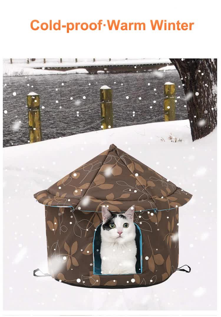 Outdoor Waterproof Cat House - Insulated, Weatherproof, Warm Shelter for Cats, Ideal for Winter Protection, Size: L 45*41cm - V888-ELOSUNG10208 Outdoor Waterproof Cat House - Insulated, Weatherproof, Warm Shelter for Cats, Ideal for Winter Protection, Size: L 45*41cm - Image 3