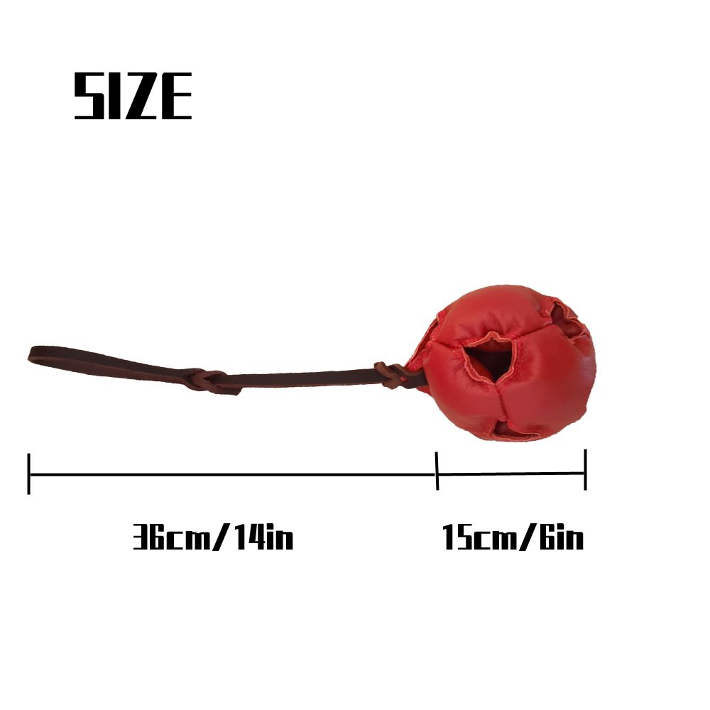 Red Durable Leather Dog Training Ball with Loop Handle - Interactive Bite & Tug Toy for Playful Pups - V888-ELOSUNG27885 Red Durable Leather Dog Training Ball with Loop Handle - Interactive Bite & Tug Toy for Playful Pups - Image 3
